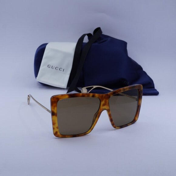 Gucci GG0434S 003 Square Sunglasses - Havana/Gold/Brown - Picture 7 of 10